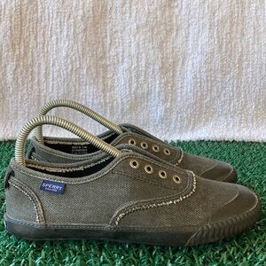 Sperry Womens Grey/Black Laceless Low Slip On Casual Sneakers Shoes SZ US 7